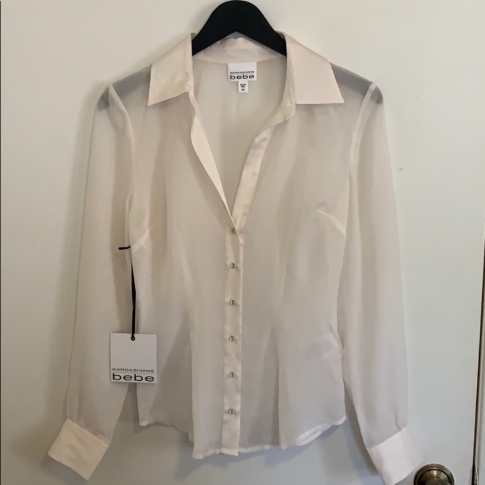 NWT! Bebe x KARDASHIANS Sheer Button Up Shirt